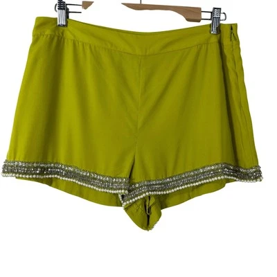 Pantalones cortos para mujer TOPSHOP Chartreuse con cuentas dobladillo cremallera lateral informales tiro alto talla 10 Foto 1 de 4
