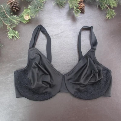 Warner's Bra Womens 38DD Black Underwire Lace 2 Hook Back Adjustable 05001X 920 - Image 1 of 4