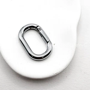 Silver Plated Brass Oval Spring Gate Rings 31x20mm 1pcs Keychain Jewelry DIY - Picture 1 of 6