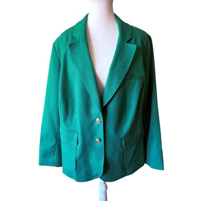 Chaqueta Blazer ELOQUII Verde Botones Dorados Bolsillos Forrados Talla 20 Vacaciones Trabajo Foto 1 de 4
