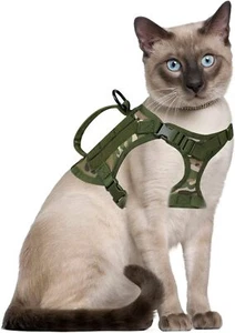 Tactical Cat Harness Small Dog Pet Vest No Pull Harness Adjustable with Handle - Picture 1 of 16