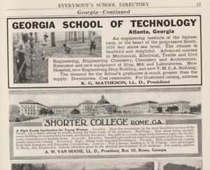 1911 GEORGIA School of TECHNOLOGY Mag. AD~SHORTER College/ROME~Military Academy