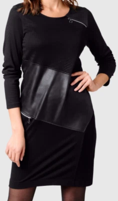 ALBA MODA Etui-Kleid mini langarm schwarz Patchoptik stretch Größe 34 NEU B23