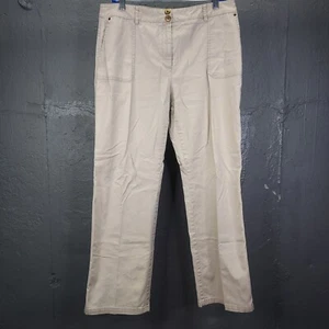 Charter Club Katherine Fit Pants Women 14 Petite Khaki Trousers Full Length Snap - Picture 1 of 14