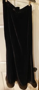 Designer Zang Toi Black Velvet Silk Fit&Flare Tulip Maxi Skirt Mink Fur TrimSz10 - Picture 1 of 11