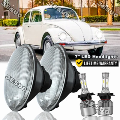 2PC 7" Inch Round LED Headlights Halo Angle Eyes For Volkswagen Beetle 1967-1979 Foto 1 de 4