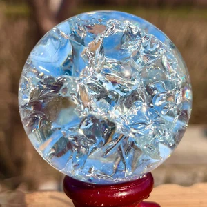 156G Natural Titanium Rainbow Quartz sphere Crystal ball Healing - Picture 1 of 21