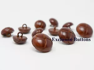 Burnished Tan Leather Buttons Set For Blazer or Sport Coat - Picture 1 of 1