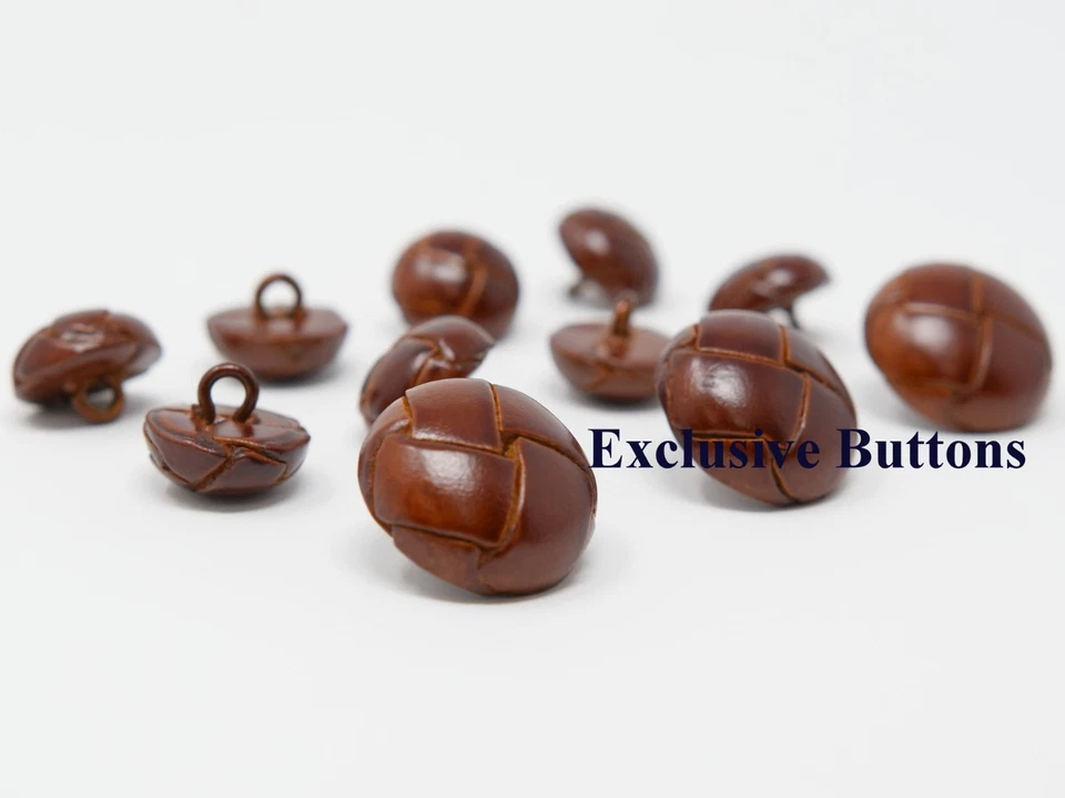 Burnished Tan Leather Buttons Set For Blazer or Sport Coat - Image 1 of 1
