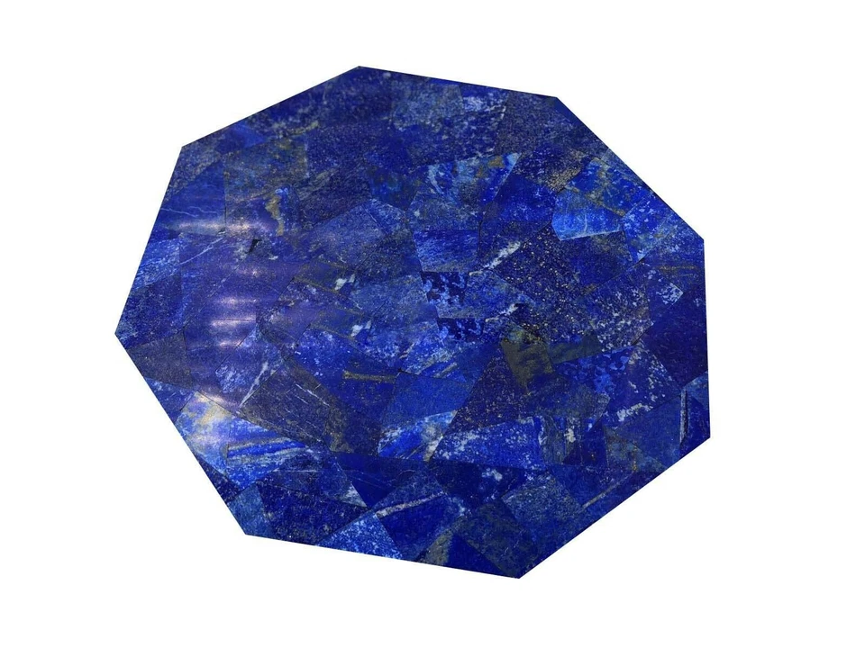  Marble Coffee Corner Table Top Lapis Lazuli Inlaid Rare Stone Mosaic Arts Decor - Image 1 of 4
