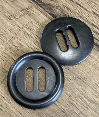 Large Real Metal Shiny Gunmetal Tone Slot Buttons 36L (23mm) 2 Hole Pack of 6 - Image 1 of 4