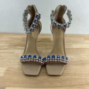 Thalia Sodi Linzee Embellished Zip-Up Pumps- Nude- Size 6 M - Picture 1 of 9