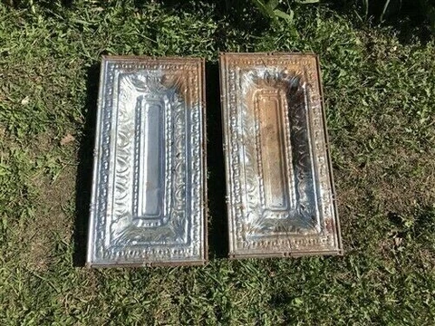 2 Ceiling Tin Panels, Vintage Reclaimed Molding, Architectural Salvage A21 Cover