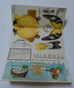 Vtg 1958 Audubon Society FOLD A BIRD American GOLDFINCH NABISCO CEREAL Premium - Picture 1 of 5