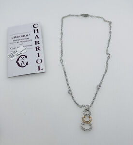 Charriol Authentic 18k White & Rose Gold Diamond Station Necklace Retail $2,795