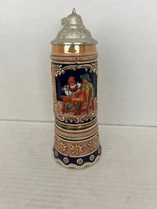 VINTAGE DEUTSCHER DECKELBIERKRUG SCHWEIZER MUSIKUHRWERK SPIELT VERLOREN 9 ZOLL - Bild 1 von 9