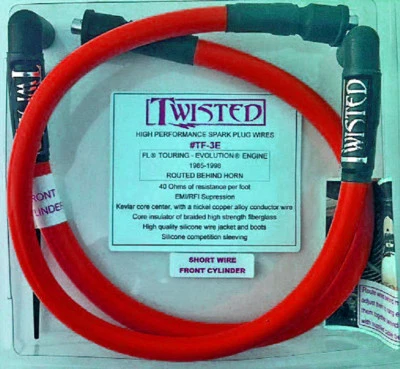 FIOS DE VELA DE IGNIÇÃO VERMELHA TORCIDA 12mm Harley Electra Glide Road King Tour 85-98 - Imagem 1 de 2