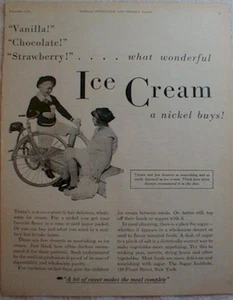 Ice Cream Poster 1930 Ice Cream Cone for Nickle 5c - Picture 1 of 1