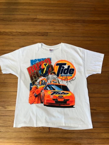 VINTAGE Nascar Ricky Rudd Tide Racing Team Mens T-shirt XL Neon Race Car 90s VTG Cover