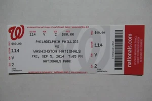 NATIONALS VS PHILLIES 9/5/2014 FULL TICKET ~ RYAN HOWARD CAREER HR #332 - Picture 1 of 1