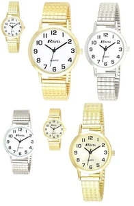 Herren Super Bold 3 Zeiger Edelstahl plattiert Metall Expander Armband Uhr - Bild 1 von 8