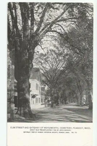 Postal de Masa Peabody de Elm Street y Puerta del Cementerio Monumental MA UDB - Imagen 1 de 2