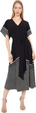 Ted Baker NEW Black Becci Scarf Colorblock MIDI Dress Size 2