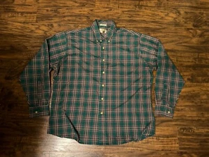 Men's Bill Blass Button Up Shirt Size XL Green Red Plaid Flannel Hiking... - Picture 1 of 6