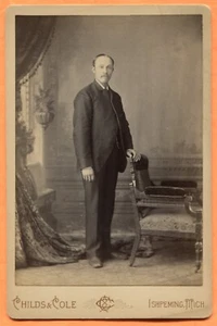 Ishpeming, MI, Portrait of a Man, by Childs & Cole, circa 1880s Backstamp - Picture 1 of 3