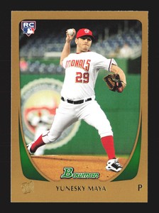 2011 Bowman Baseball Gold RC #200 Yunesky Maya Gold