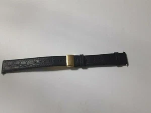 VINTAGE NOS 17MM SEIKO SCHWARZES BAND ARMBAND + GOLDFARBEN SEIKO DEPLOYMENT #7531 - Bild 1 von 7