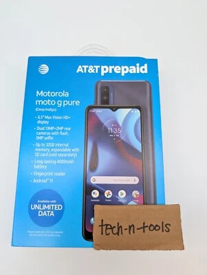 AT&T PREPAID MOTOROLA MOTO G PURE 6.5” HD+ Display, Dual 13MP Camera, 32GB NEW - Image 1 of 4