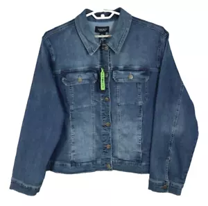 NWT JONES NEW YORK Women's Cotton Polyester Denim Jean Jacket Long Blue Size 3X - Picture 1 of 19
