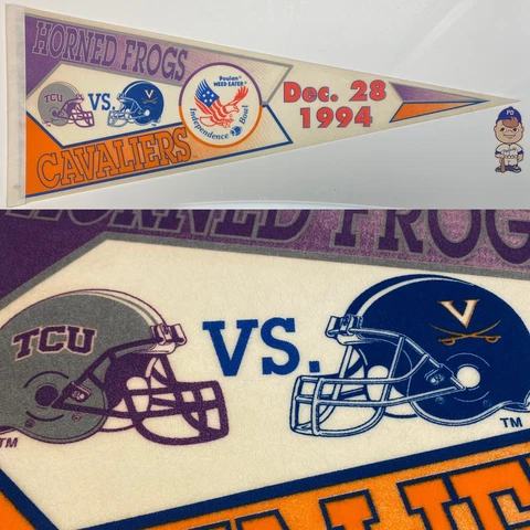 1994 Texas Christian TCU Virgina cavalier University Pennant 12x30 Football Bowl Cover