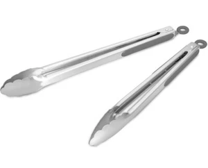 304 Stainless Steel Kitchen Cooking Tongs, 9" and 12" Set of 2 - Picture 1 of 2