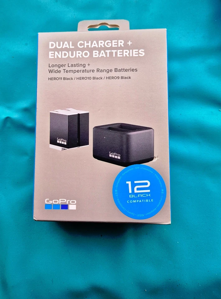 GoPro Dual Battery Charger + 2 Enduro Batteries Longer Last HERO12 HERO11 HERO10 - Image 1 of 1