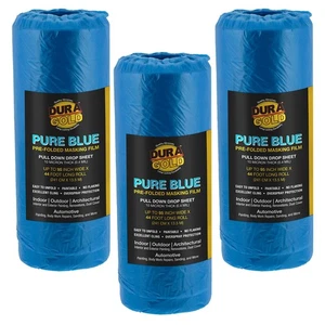 95" x 44' Pure Blue Pre-Folded Masking Film, (3 Pack) Painters Plastic Roll (... - Foto 1 di 6