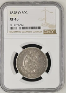 Medio dólar 50c 1848-O NGC XF45 Liberty Seated - Nueva Orleans como nuevo - Imagen 1 de 2