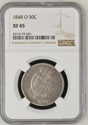 1848-O NGC XF45 Liberty Seated Half Dollar 50c - New Orleans Mint - Image 1 of 2