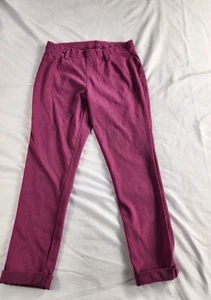 Time and Tru Pants M 8-10 Women Magenta Stretch Cuffed Casual Slim Fit Mid Rise - Picture 1 of 12