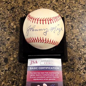 Johnny Mize MLB HOF St. Louis Cardinals Signed Autographed RONLB JSA COA - Picture 1 of 4