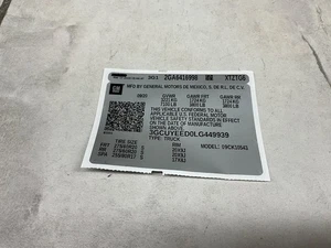 Genuine OEM Multi Purpose Label #19355584 - Bild 1 von 2