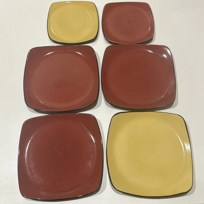 Set of 6 Corelle Hearthstone Pottery Square Plates 4 Dinner 2 Salad FREE SHIP - Image 1 of 4
