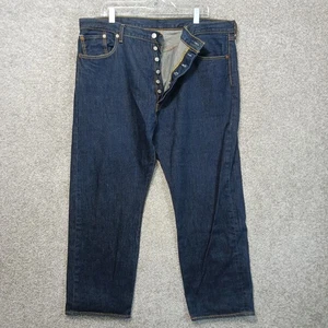 Levis 501 Jeans Mens 42x30 Blue Denim Straight Leg Button Fly Classic Fit Pants - Picture 1 of 11