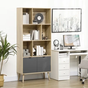 Modern Bookcase with 6 Open Shelves and Storage Cabinet for Study Living Room - Picture 1 of 11