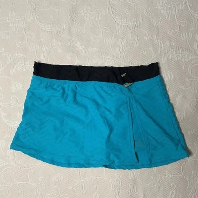 NUEVO Leilani Swim Skortini Mujer Talla 8 Azul Texturizado Elástico Forrado Lado Dividido Foto 1 de 4