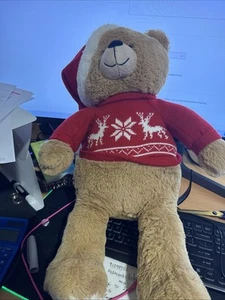 Anko Christmas Brown Bear 2015 Stuffed Animal Decoration Red Shirt RAINDEER - Picture 1 of 5