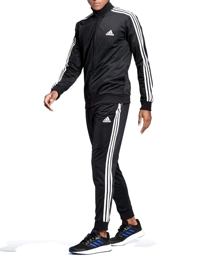adidas Essentials Mens size 2XL Track Suit GK9651 Jacket & Pants Black/White 3-S