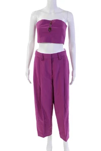 Ganni Mujer Gancho Plisado Frontal Pierna Ancha Conjunto Pantalones Dos Piezas Rosa Talla 36 - Imagen 1 de 11