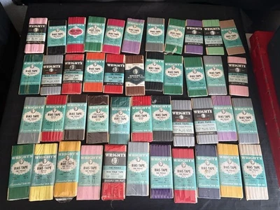 Lote de 44 fitas vintage Wright’s Bias várias cores, NOS NÃO USADAS - Imagem 1 de 4